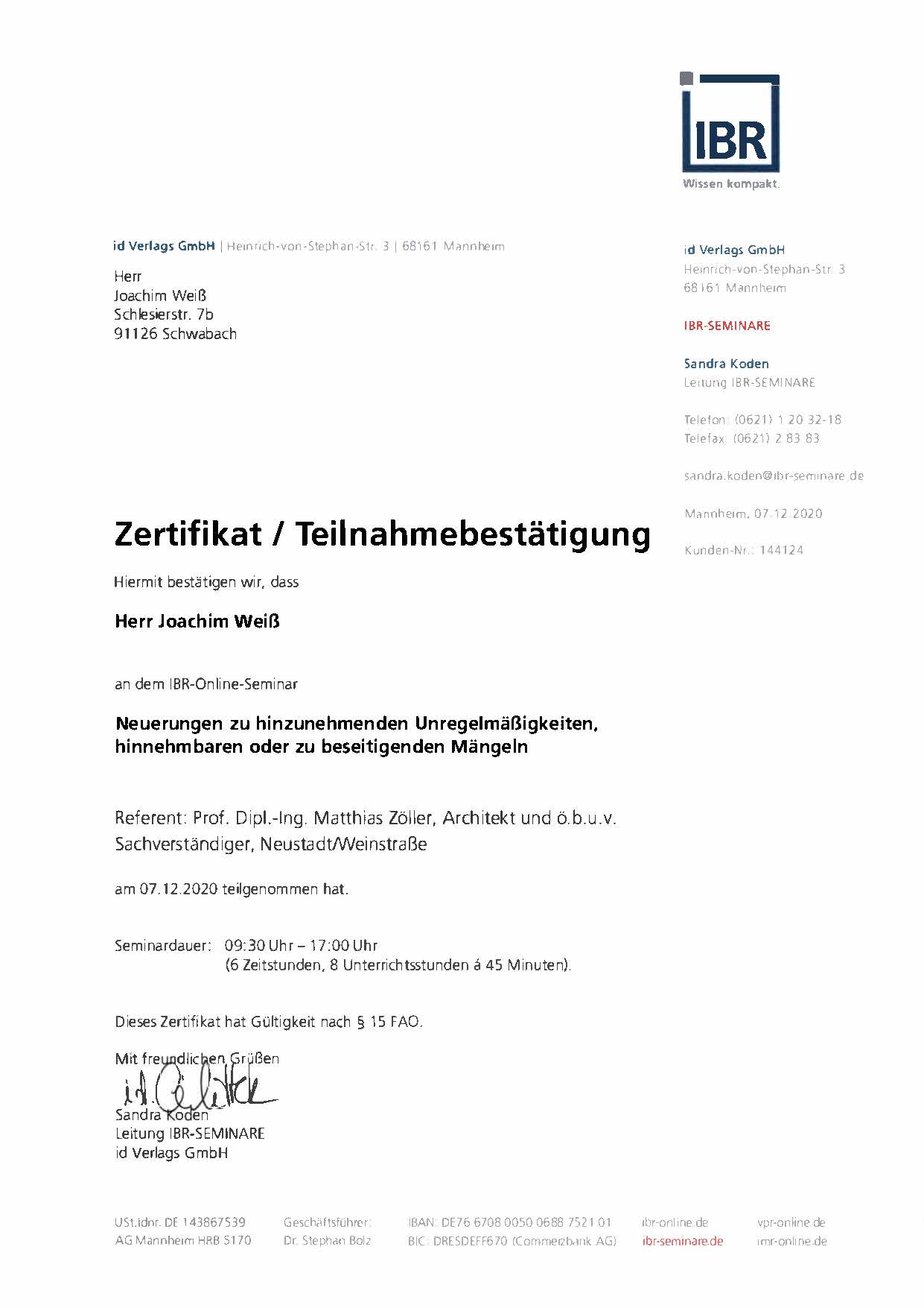 Neuerungen zu hinzunehmenden Unrgelmäßigkeiten